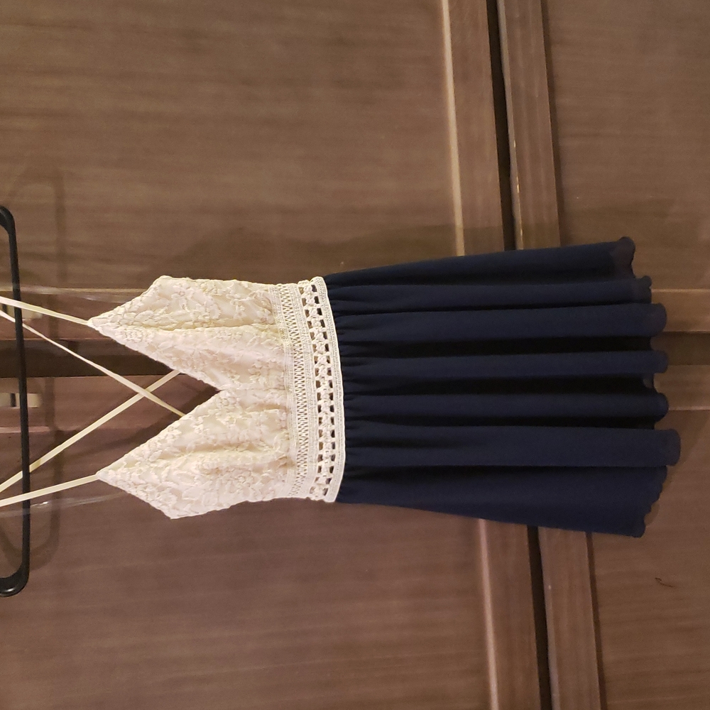 M Navy Blue and Beige Dress